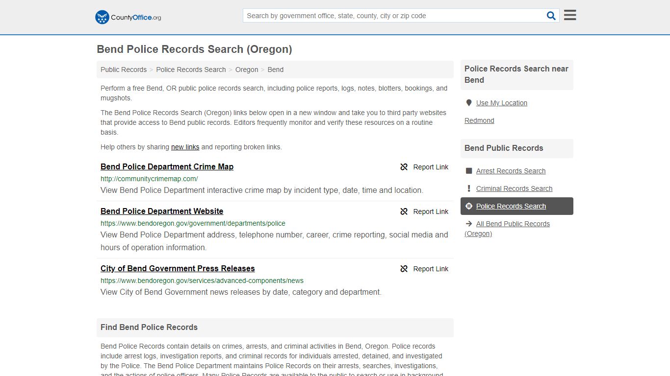 Police Records Search - Bend, OR (Accidents & Arrest Records)